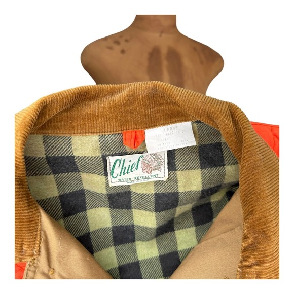 CHIEF quilted vtg duck-hunting coat Large camping jacket 1960s water-repellent - Picture 7 of 7